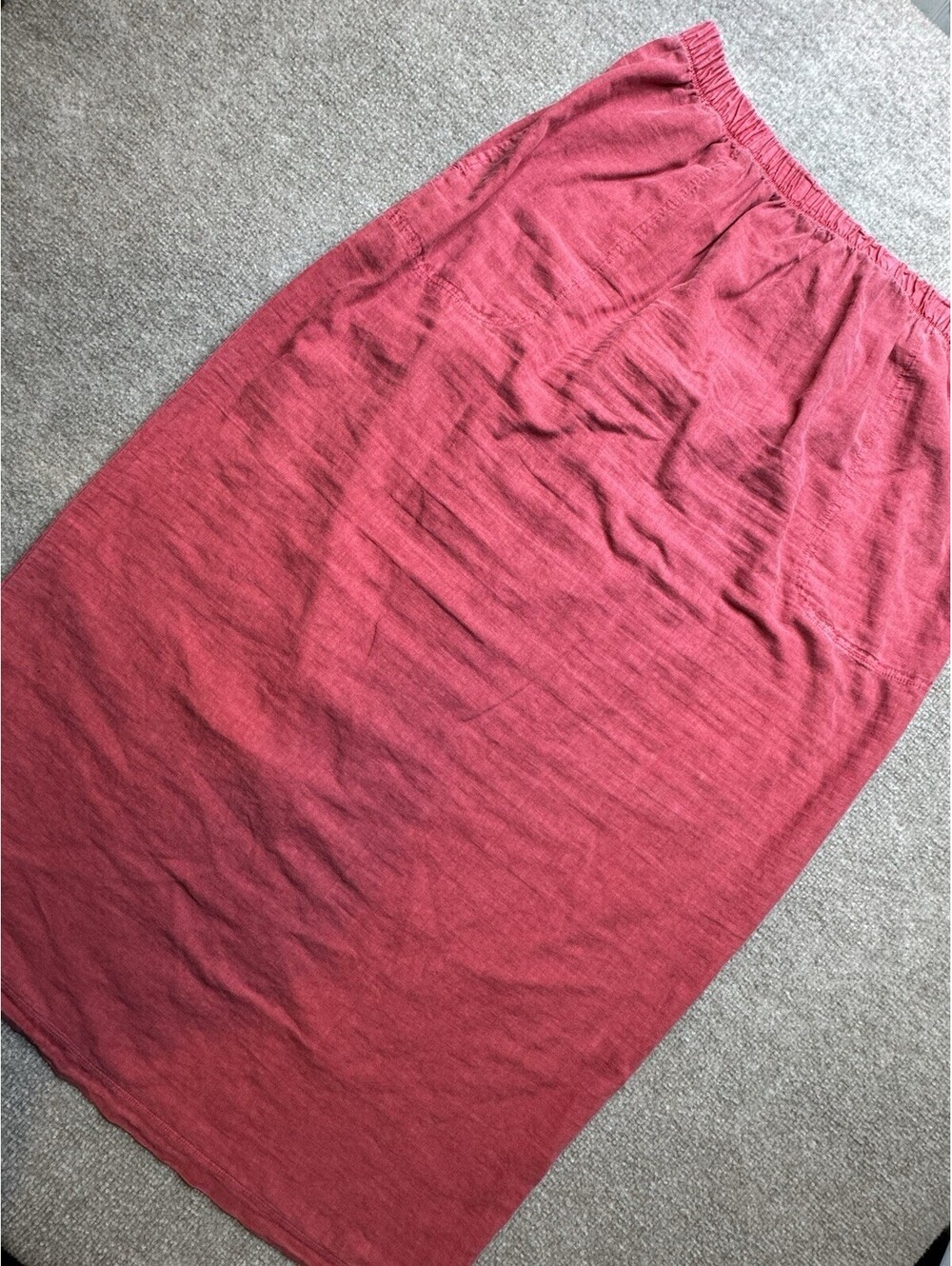 Carole Little Women's 1X Chambray Maxi Skirt Salmon (1121)